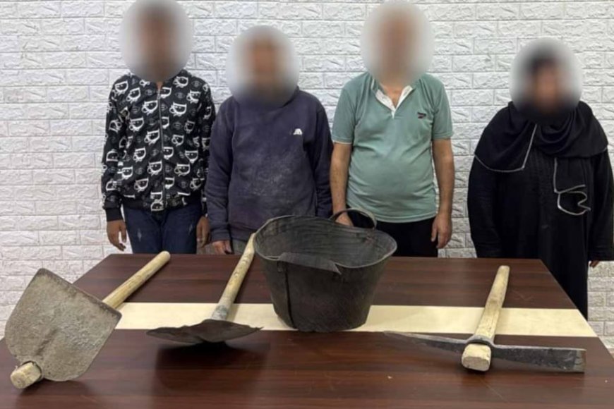 إلقاء القبض على ٤ أشخاص حال قيامهم بالتنقيب عن الآثار بشقه " قسم الخليفة " مديرية امن القاهرة"