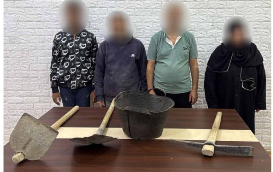 إلقاء القبض على ٤ أشخاص حال قيامهم بالتنقيب عن الآثار بشقه " قسم الخليفة " مديرية امن القاهرة"