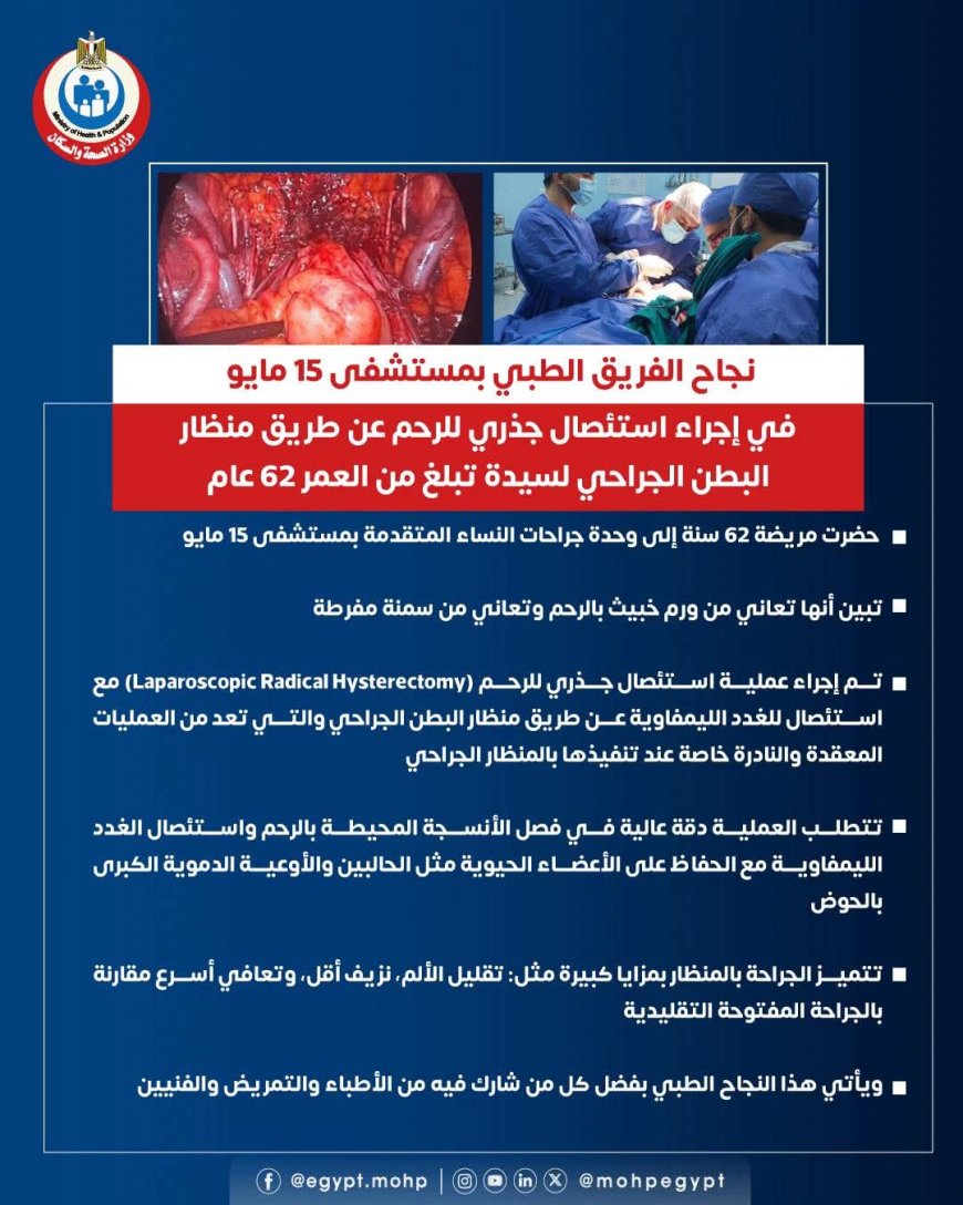 "مستشفى ١٥ مايو النموذجي  " نجاحات مستمرة لإنقاذ المرضة