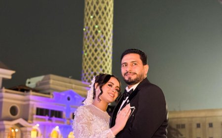 العروسين مصطفى و ملك يحتفلون بليلة العمر فى حضور الأهل والاصدقاء بمحافظة القاهرة