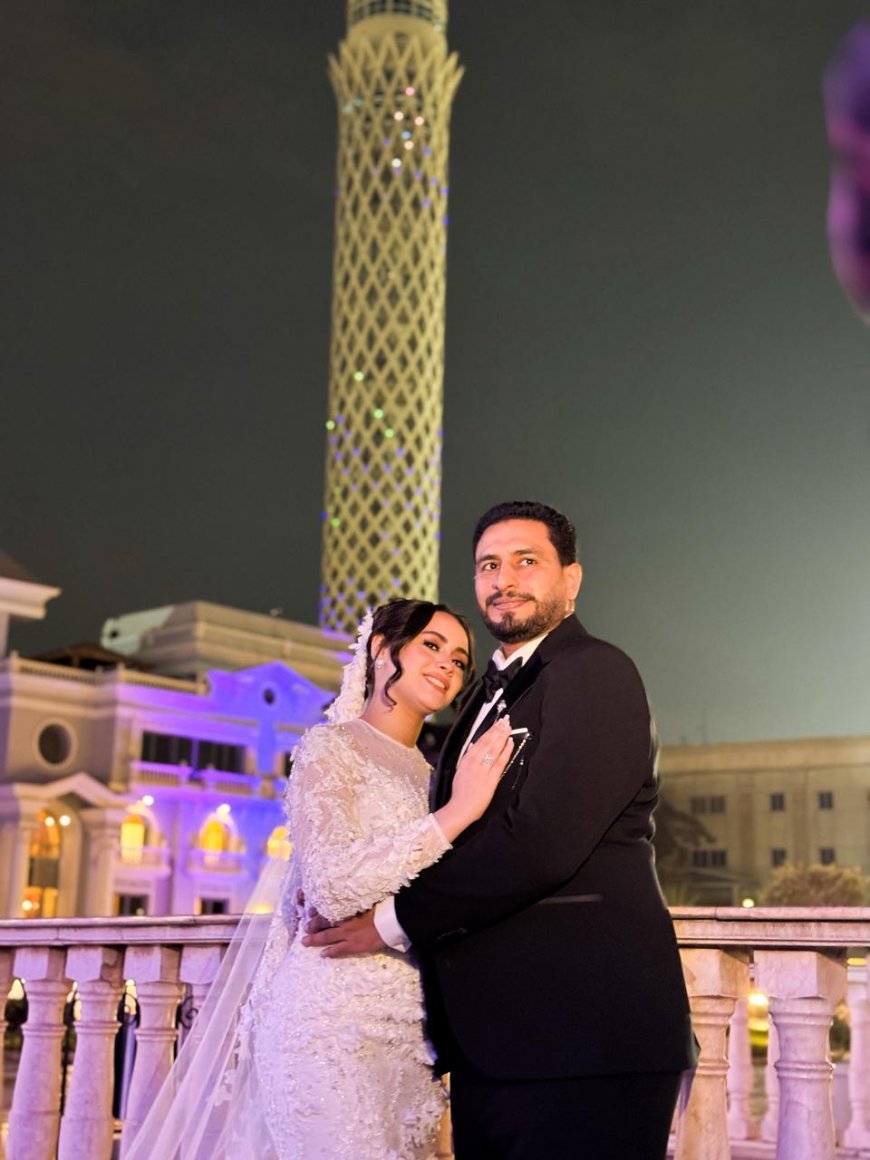 العروسين مصطفى و ملك يحتفلون بليلة العمر فى حضور الأهل والاصدقاء بمحافظة القاهرة